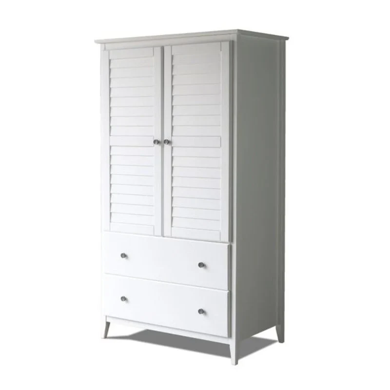 FarmHome Louvered Distressed Solid Pine Armoire