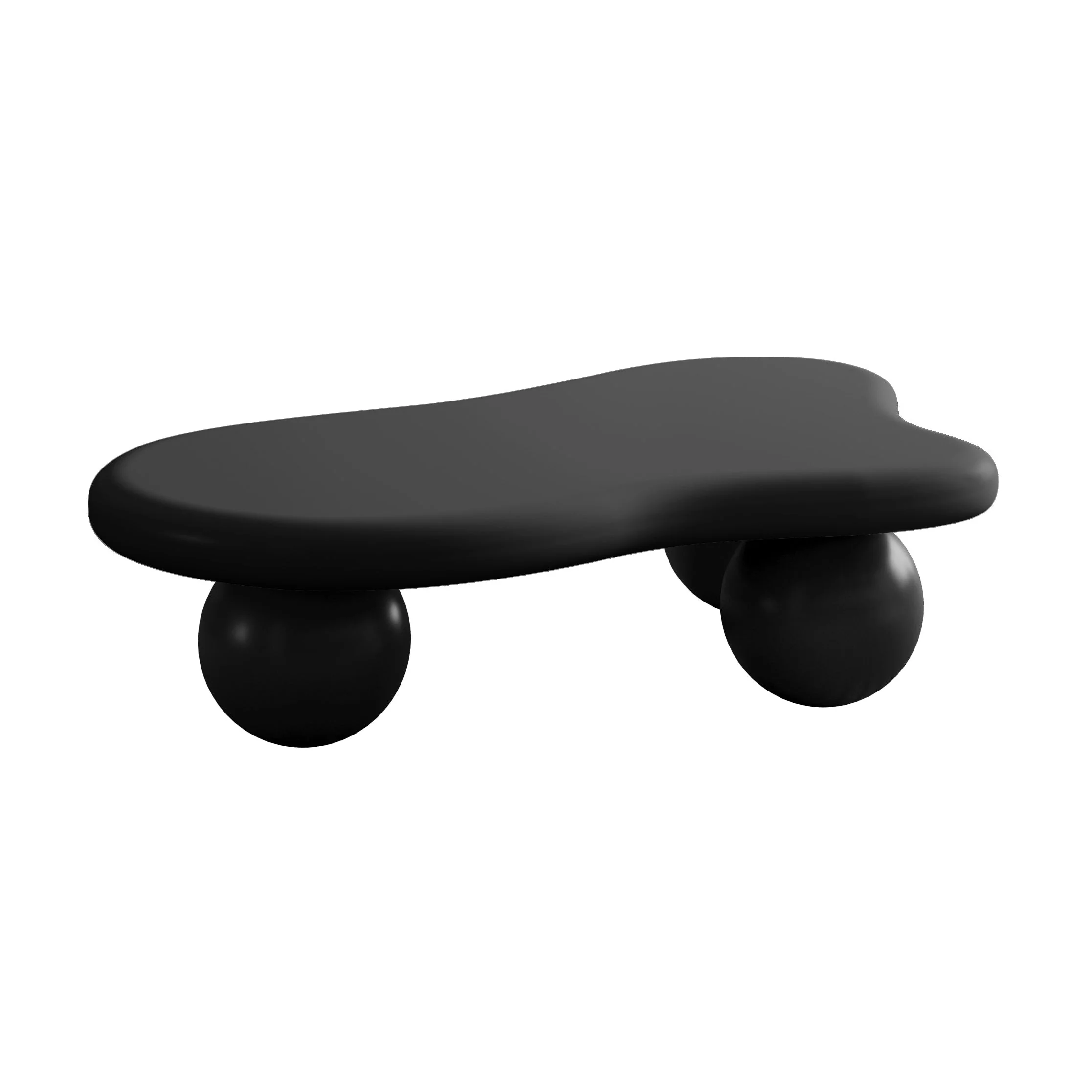 40 Inch Cloud Shaped Coffee Table with 3 Ball Legs for Living Room, Black