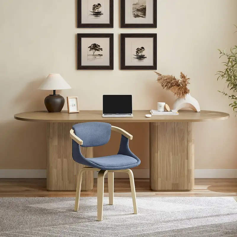 Art Leon Swivel Upholstered and Wood Accent Chair