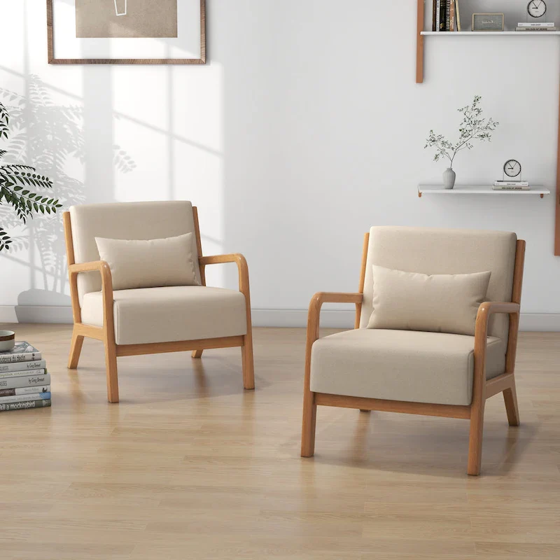 Leon Mid Century Modern Upholstered Accent Chairs Armchair Set of 2