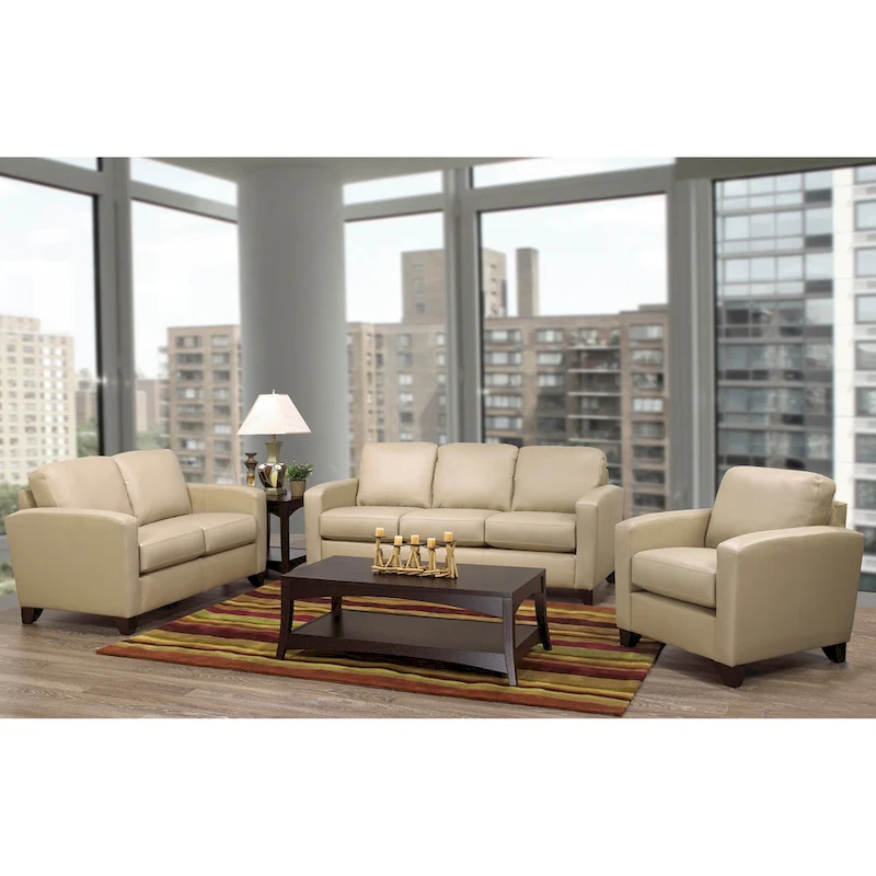 Bryce Italian Top Grain Leather Sofa, Loveseat and Chair Set