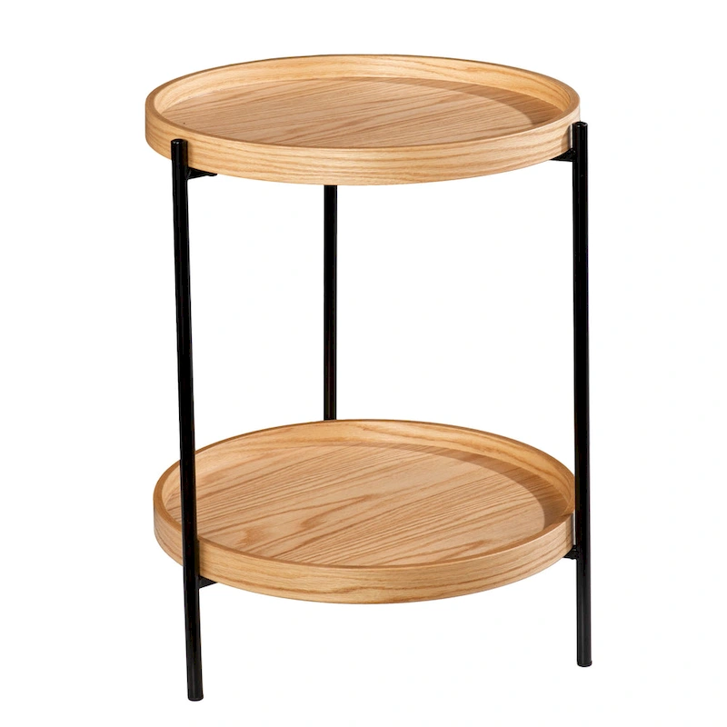 SEI Furniture Vaquero Round Modern Style w/ Shelf Wood Side Table