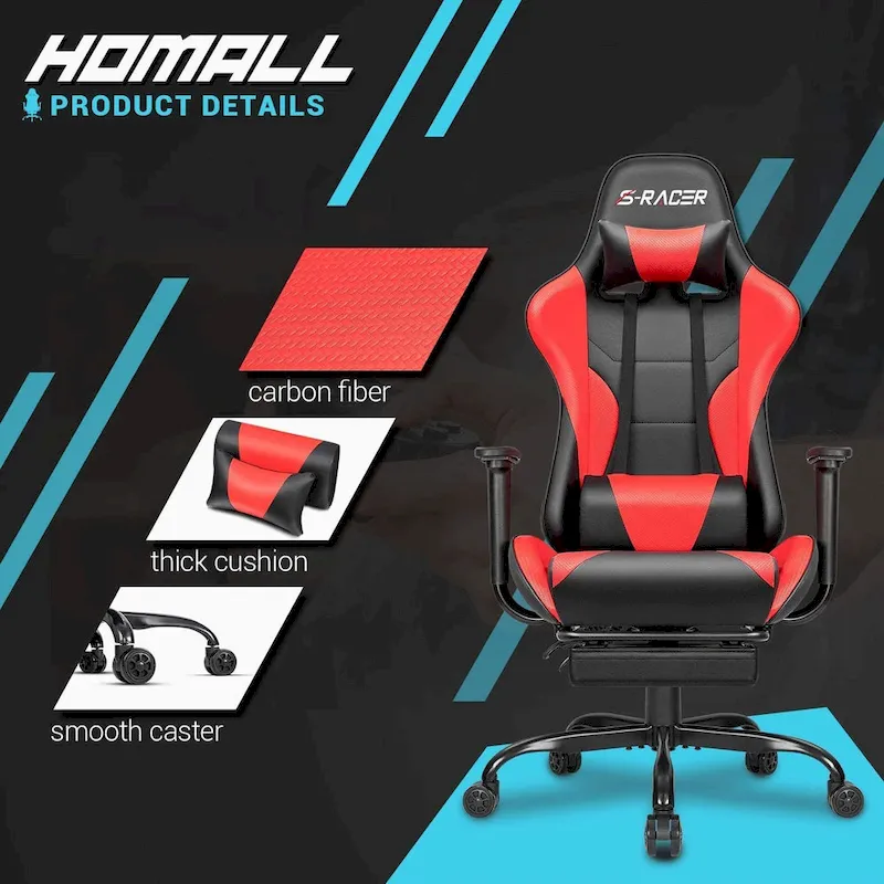 Gaming Chair with Footrest - Ergonomic Desk Chair