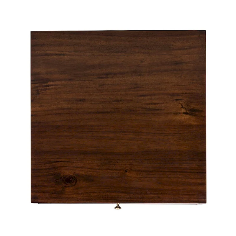 Mid-Century End Table with Brass Caps – Navy / White / Brown, Dark Wood, Single