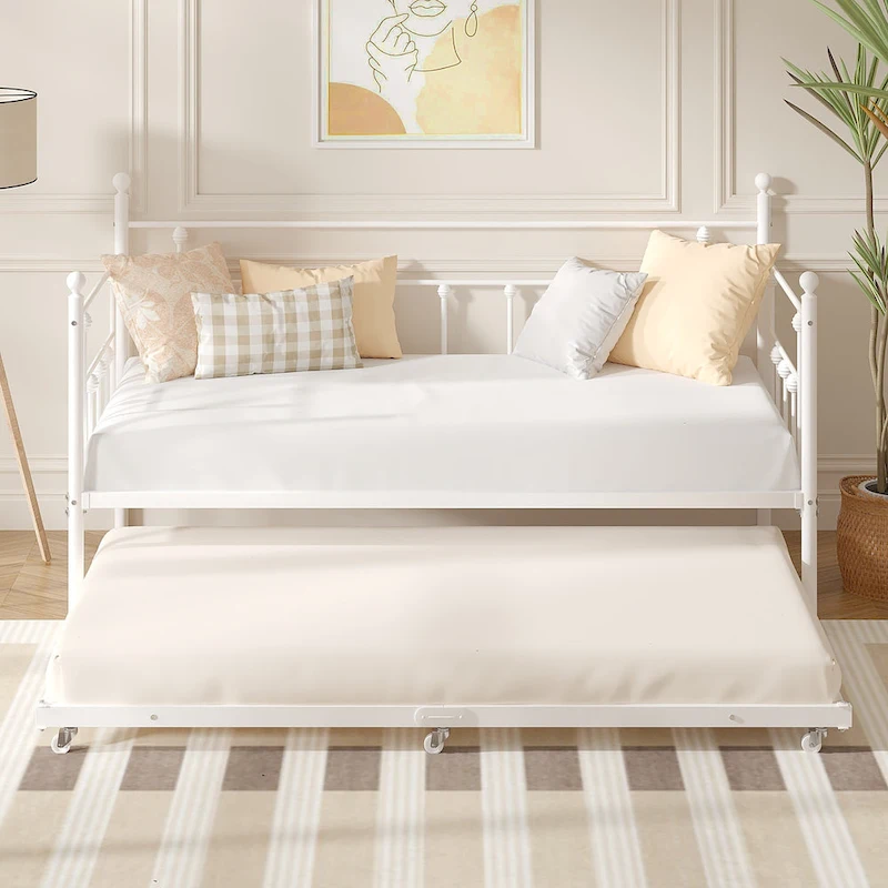 VECELO Twin Trundle Bed Frame Only