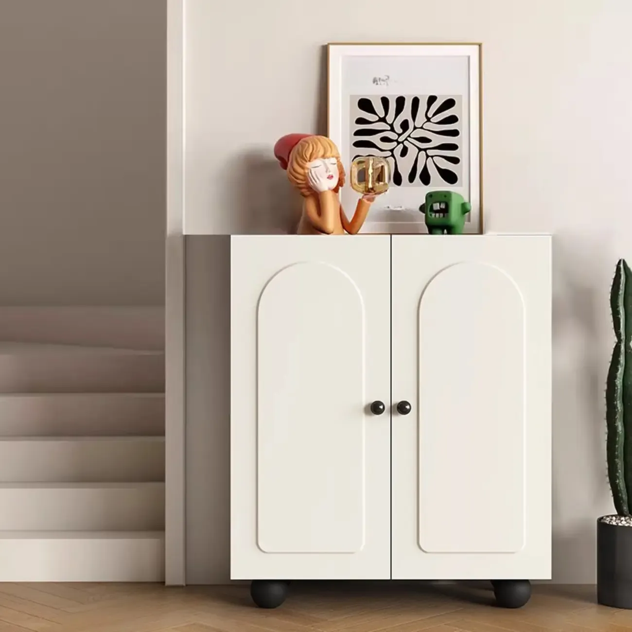 Chic Adjustable Shelves Wood Shoe Cabinet in White/Black