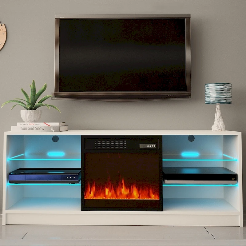 Manhattan Electric Fireplace Modern 58 TV Stand