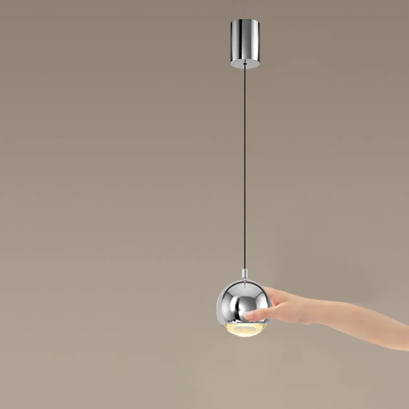 Modern Chrome Metal Globe Pendant Light Warm LED