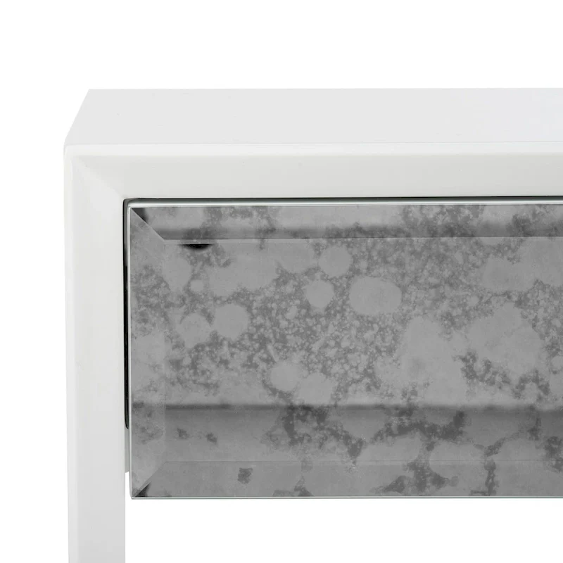 SAFAVIEH Couture Myrthe Eglomise Side Table- White - 24 W x 18 L x 25 H - 24Wx18Dx25H