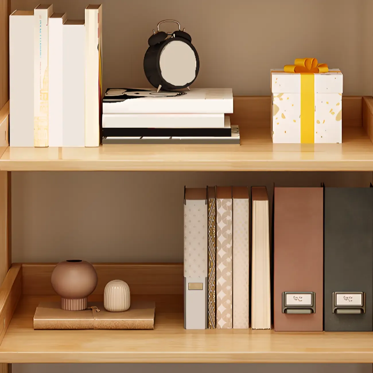 Scandinavian Rectangle Wood 5-Tier Ladder Bookcase