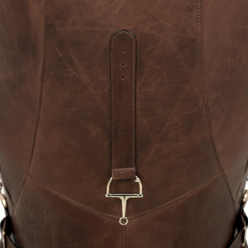 Pasargad Home Aspen Top Grain Leather Wing Chair, Brown - W31xD34.5xH33.5