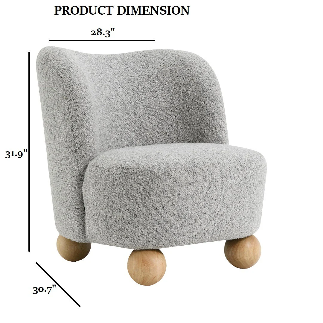 Curve Back Boucle Accent Chair with Ball Feet