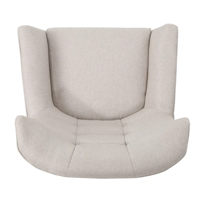 Modern 32.5 High Back Upholstered Button Tufted Wingback Chair with Rubber Wood Legs