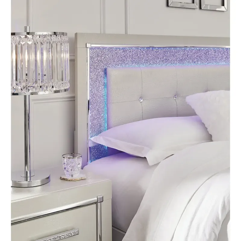 Signature Design by Ashley Zyniden Silver Upholstered Panel Headboard