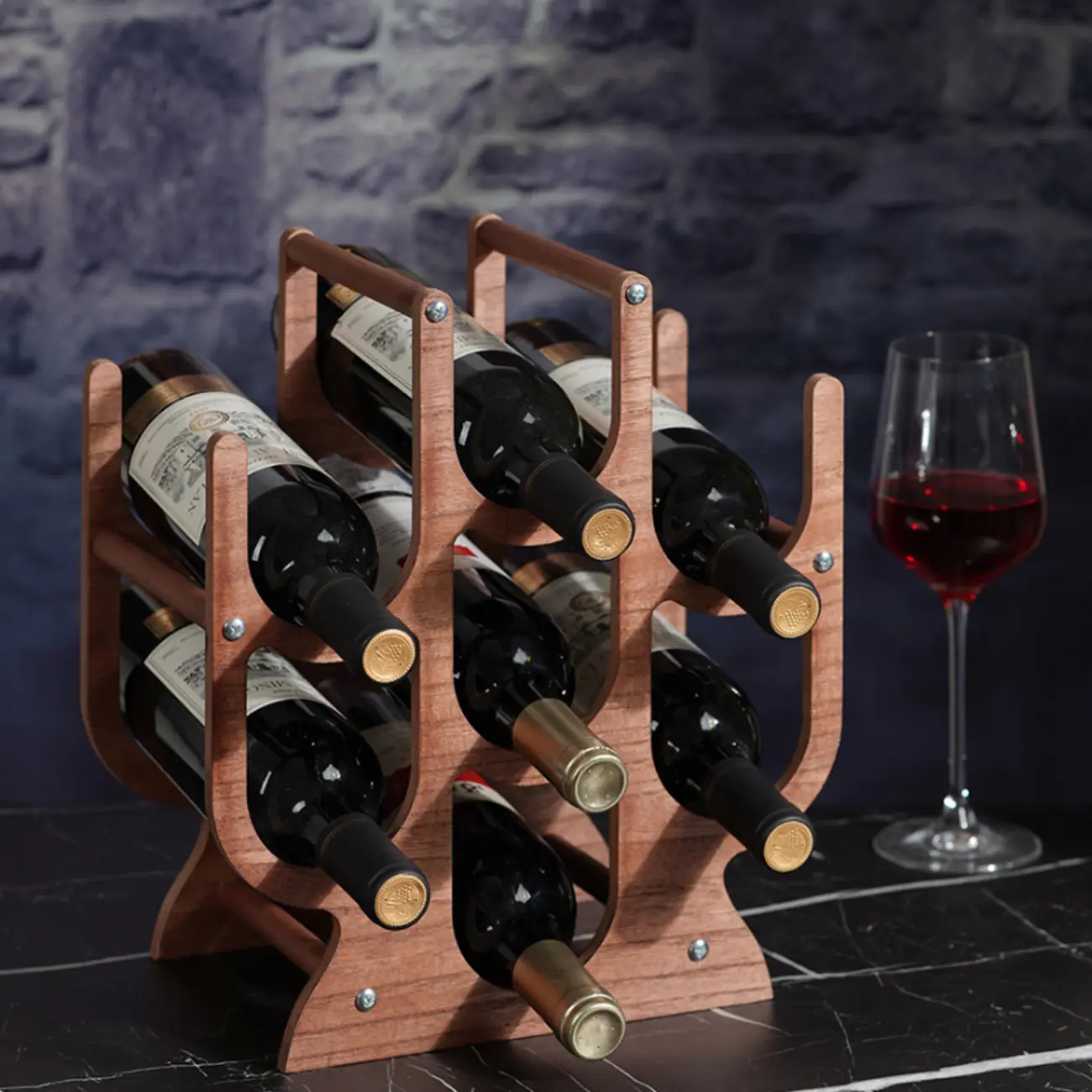 Wooden Stackable Nestable Countertop Wine Holder Bottle