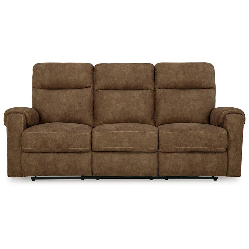 Woli Manual Recliner Sofa, 86 Inch, Classic Foam, Brown Faux Leather