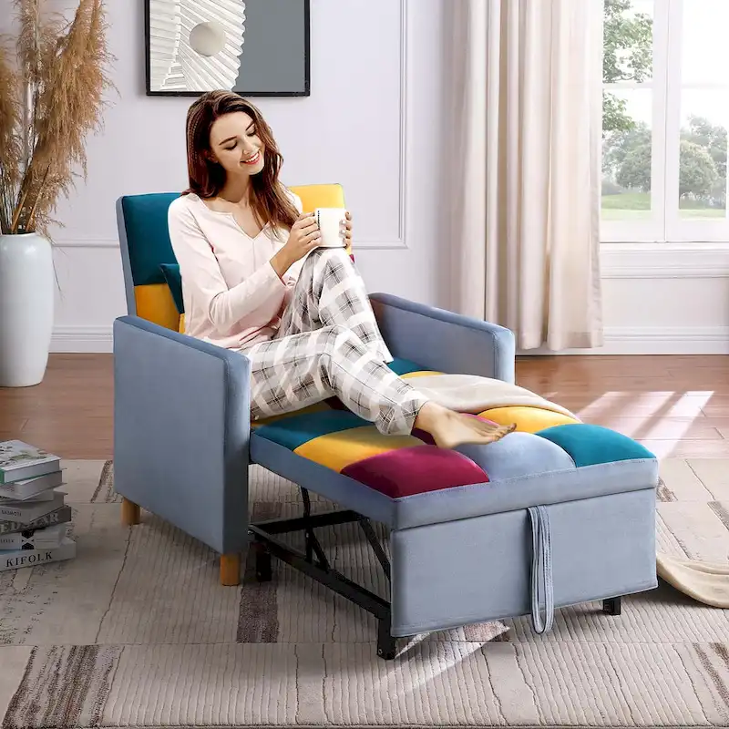 Aukfa Sleeper Chair Bed Convertible Single Sofa Chair with Pillow