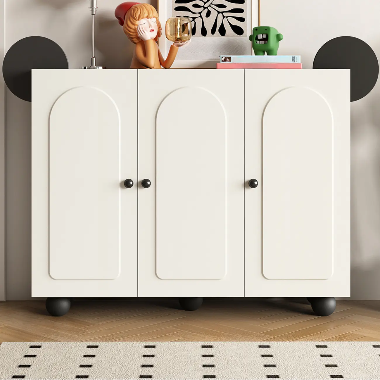 Black Metal Shoe Cabinet with Adjustable Shelves