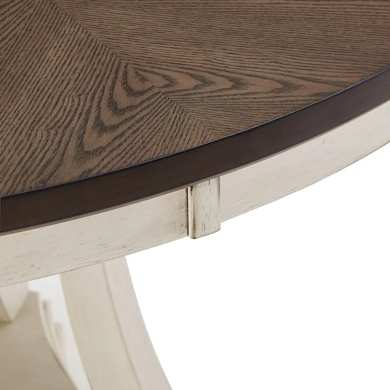 Tournus Dual-tone Solid Rubberwood Round Dining Table Set by iNSPIRE Q Classic