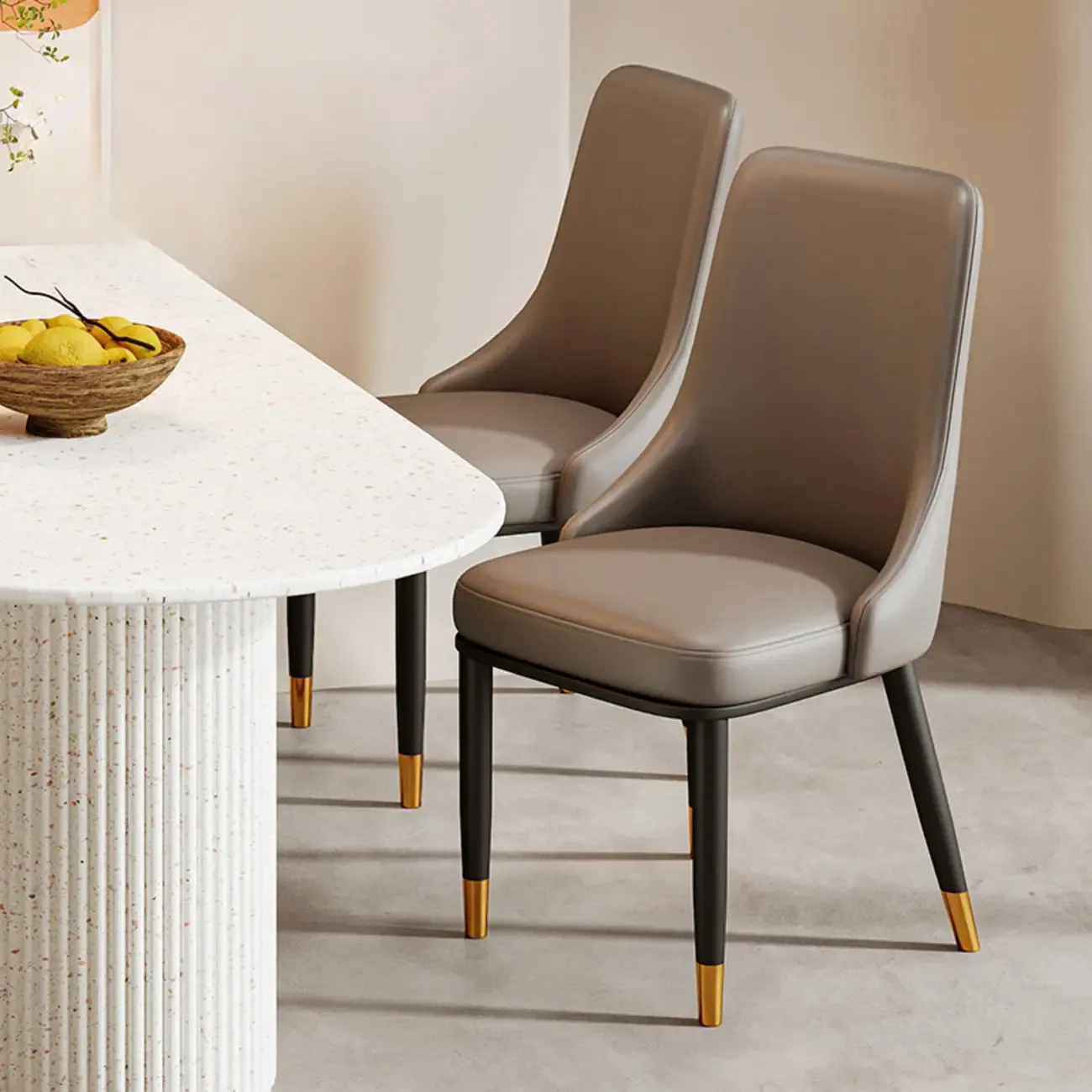 Modern Upholstered Metal Leather Dining Chairs