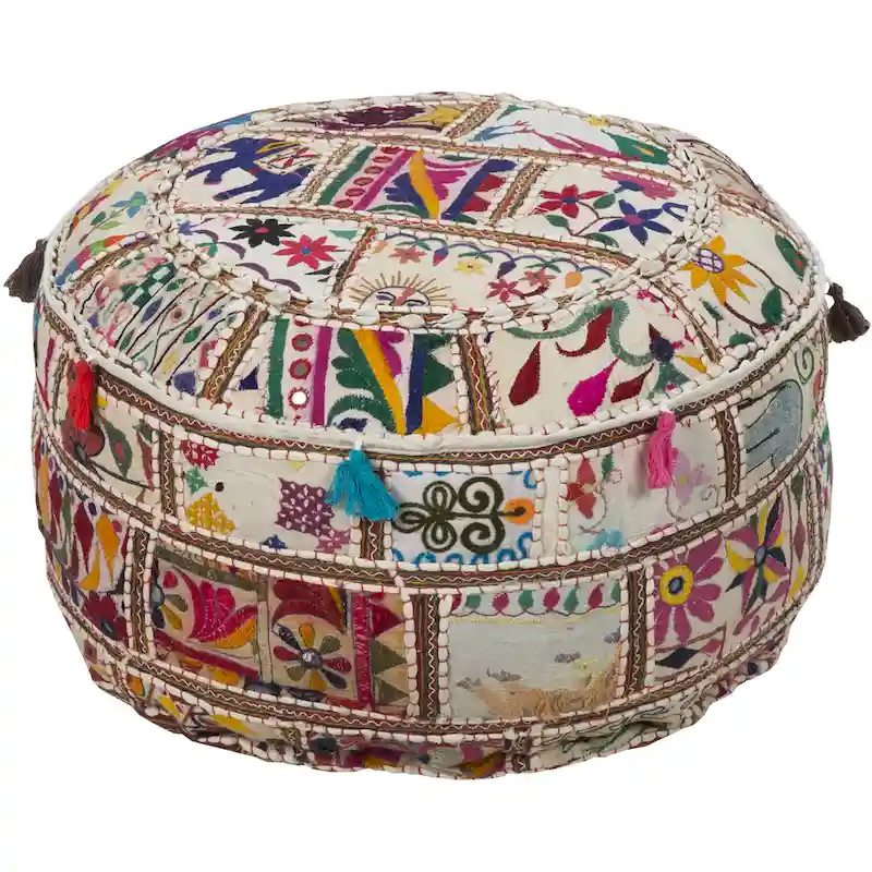 Geometric Acle Round Cotton 22-inch Pouf