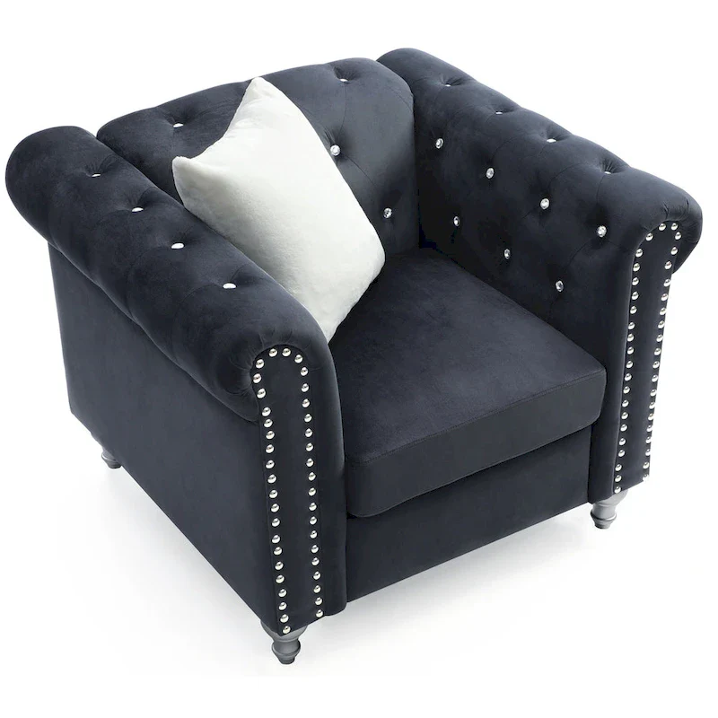 Raisa Velvet Crystal Accent Chair