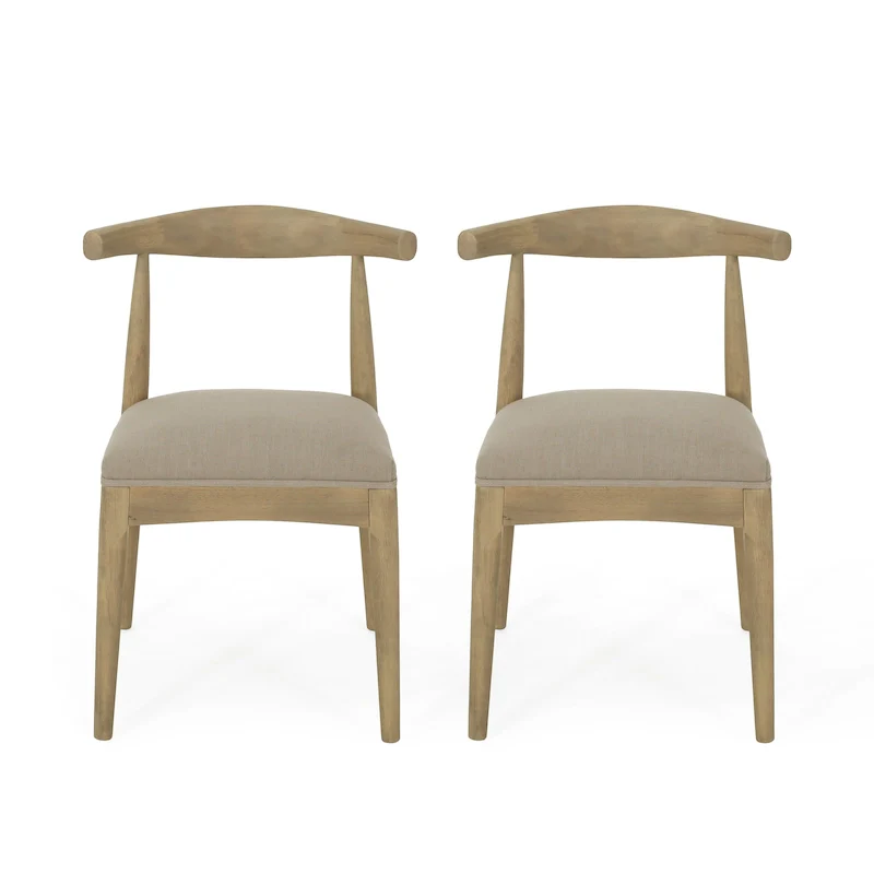 Fabric and Rubberwood Dining Chairs (Set of 2)