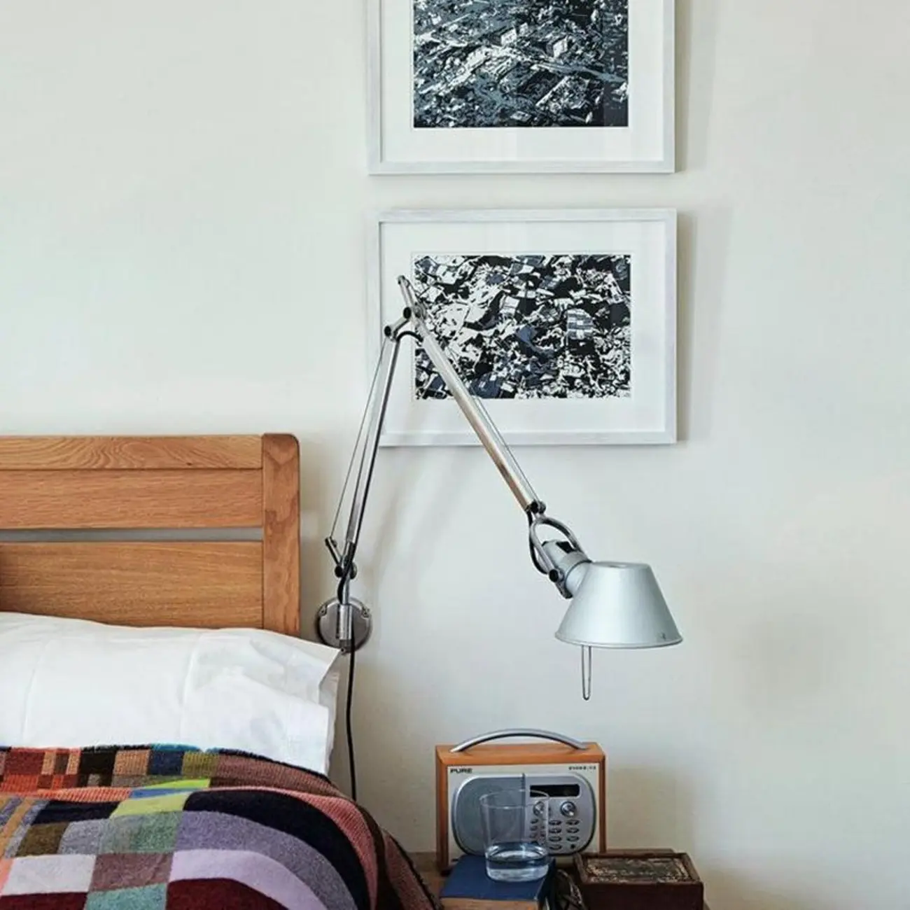 Industrial Silver Aluminum Adjustable Swing Arm Wall Light