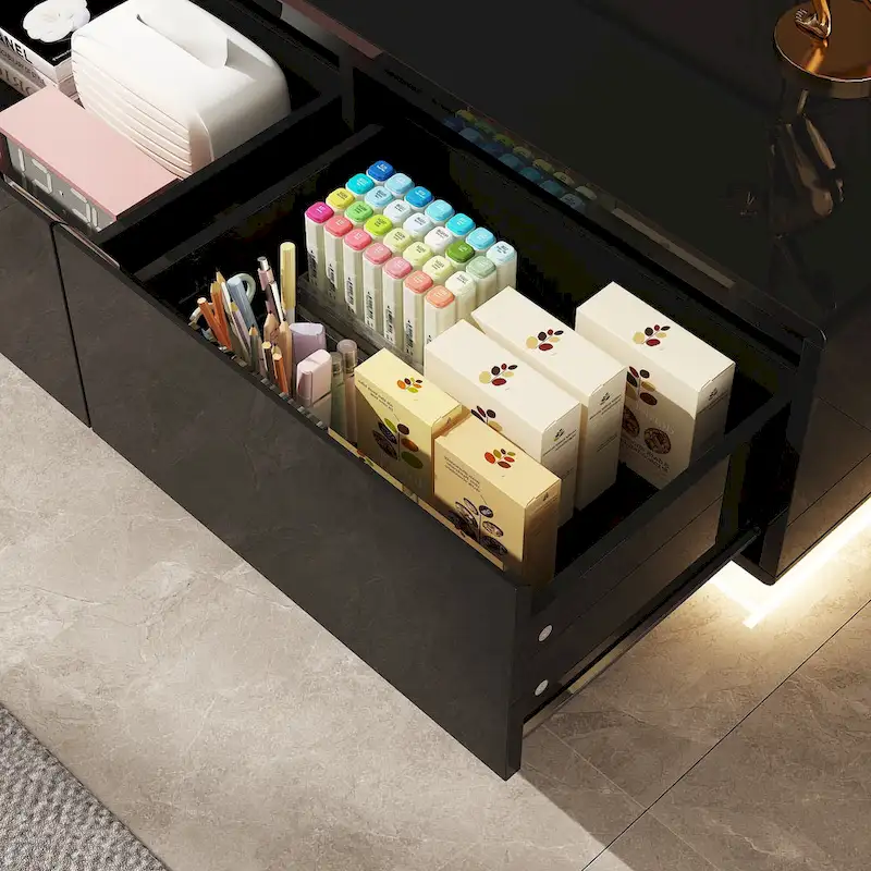 Illuminated White High Gloss Television Entertainment Center Console