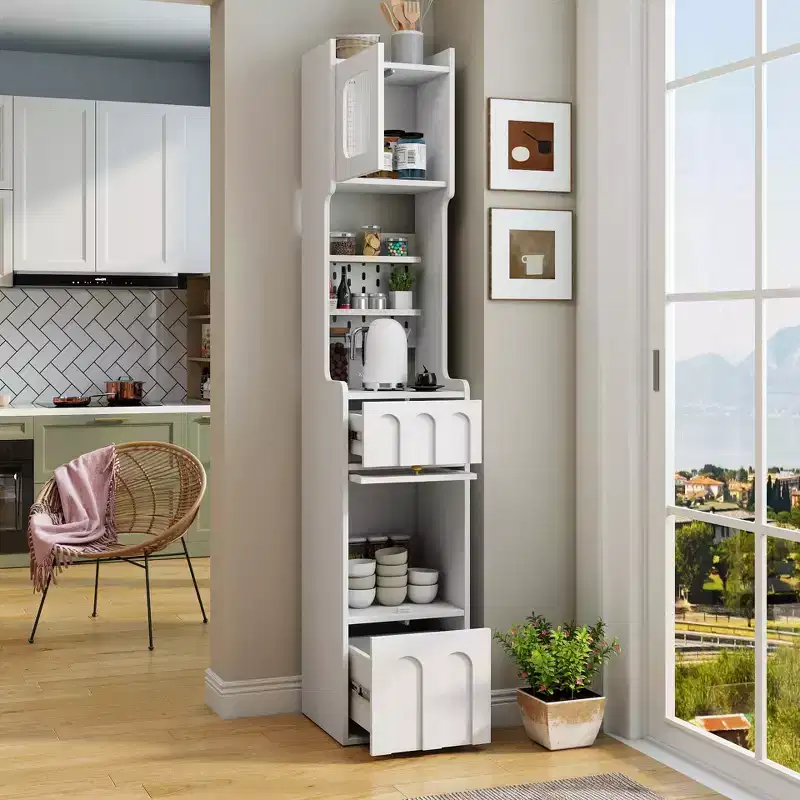 GDFStudio Edmund Modern 70.87'' Tall Storage Cabinet with 2 Drawers and Glass Doors