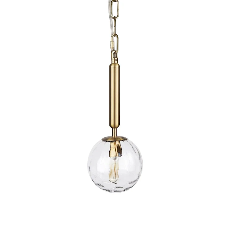 Britton Gold Metal w/ Clear Glass Globe 1-Light Pendant Light - 5.9L x 5.9W x 13.8H