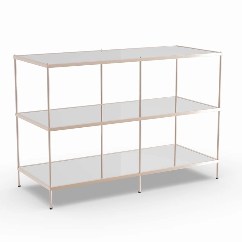 SEI Furniture Grant Modern Metal Console Table with Glass Top and Shelves