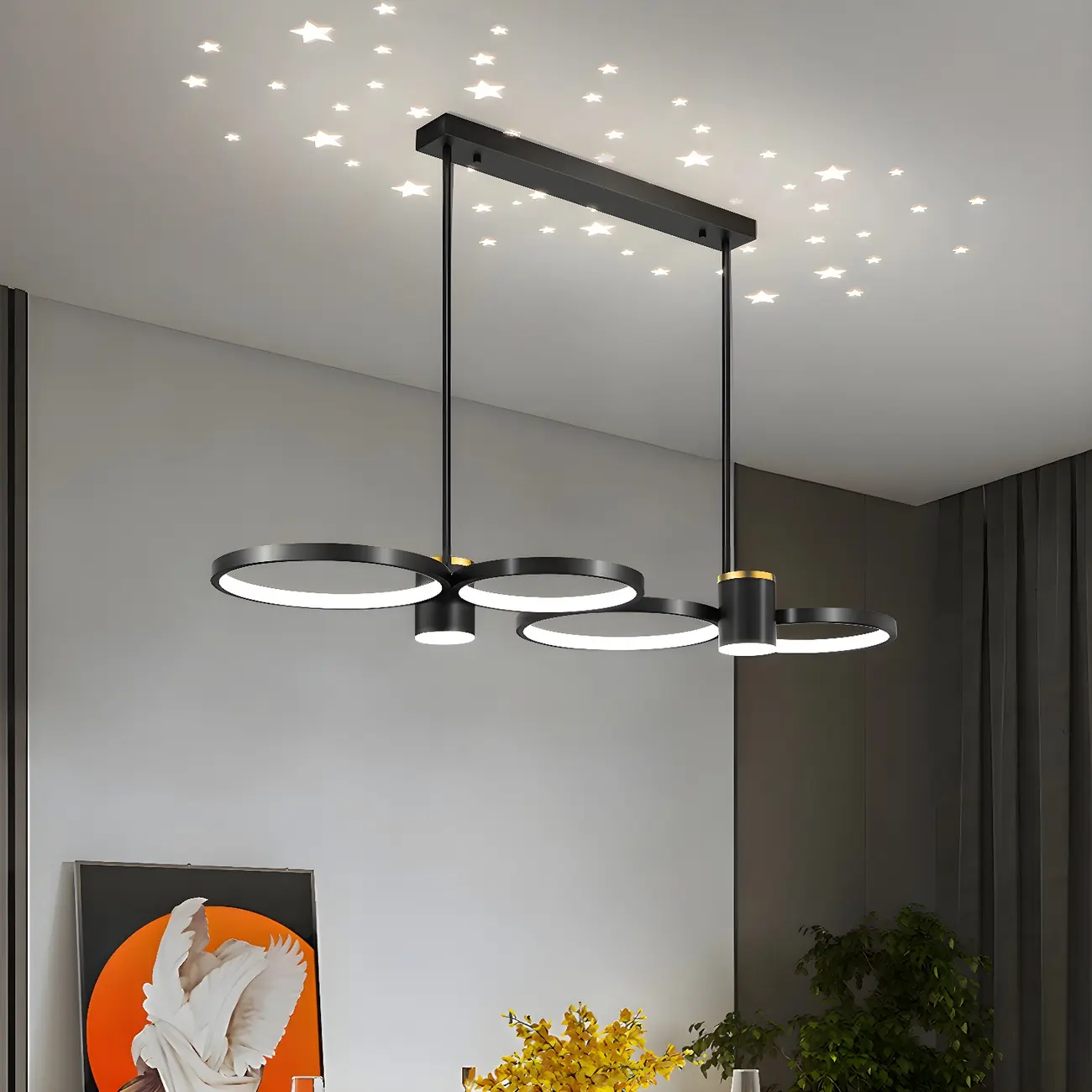 Modern Black Ring Dimming Pendant Light