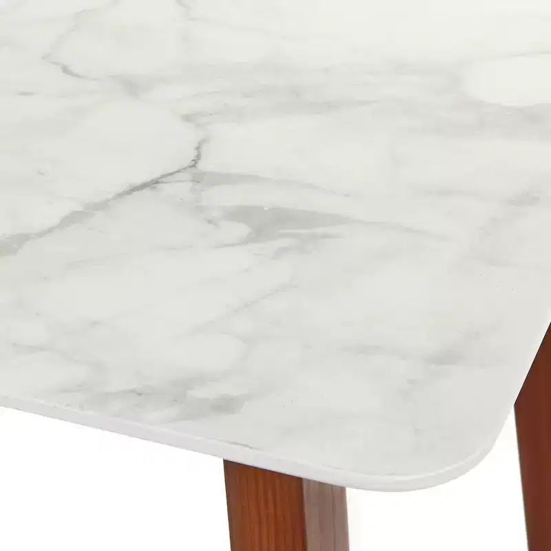 Buylateral Jhovies Console Table - Walnut: Faux Marble Top, Entryway, Hallway, Narrow Design