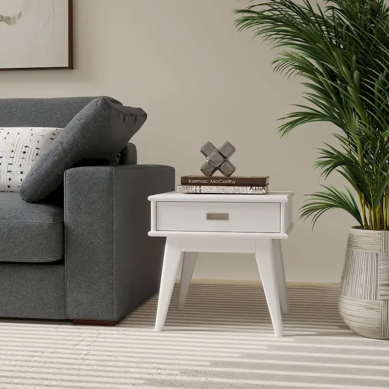 WYNDENHALL Tierney SOLID HARDWOOD 22 inch Wide Rectangle Mid Century Modern End Table - 22 W x 20 D x 22 H