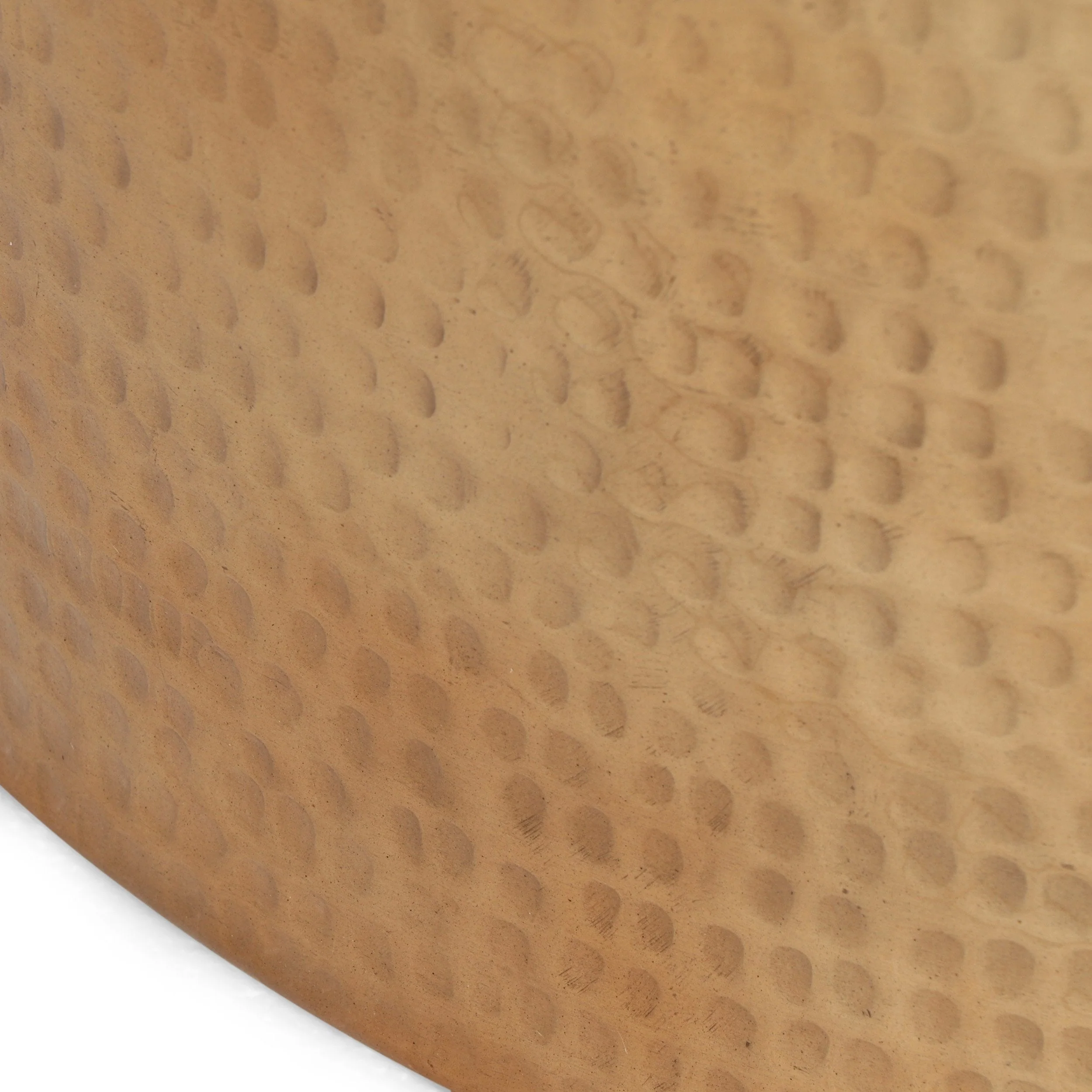 Modern Handcrafted Aluminum Drum Coffee Table, Brass - NH479413