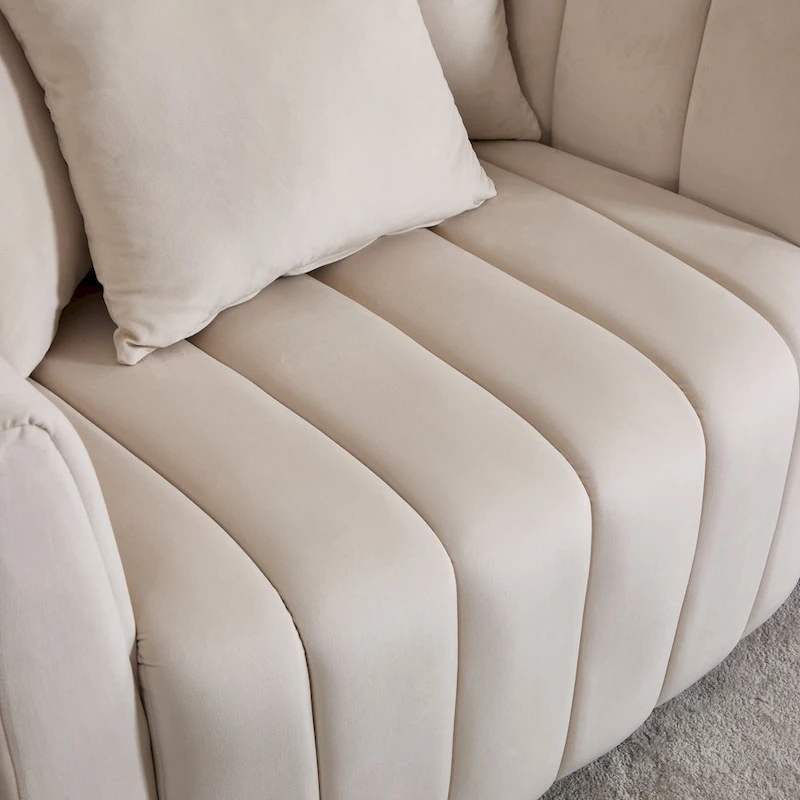 Modern Velvet Swivel Accent Chair,Sofa Chair with Pillows