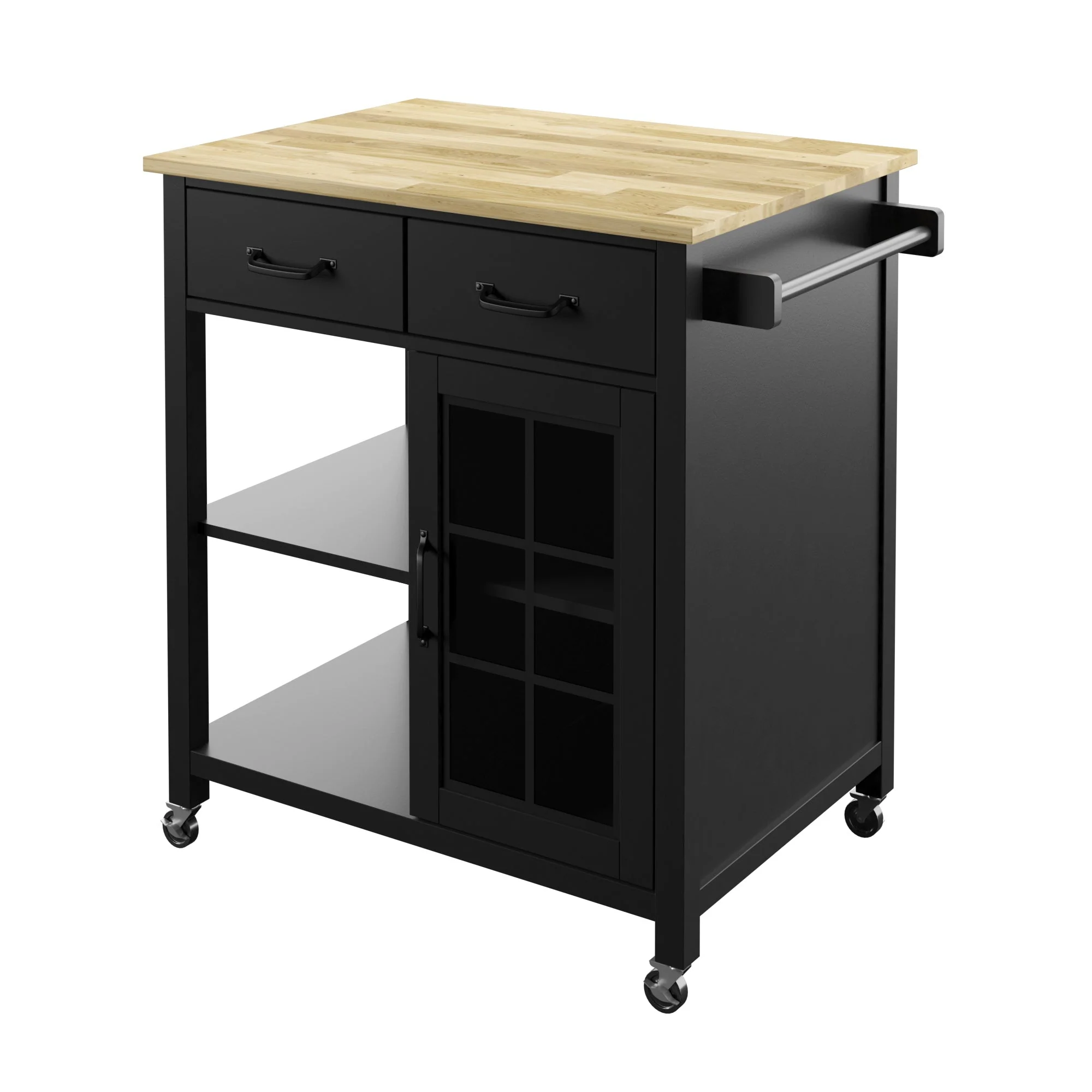 Compact Rolling Kitchen Island Cart with Storage