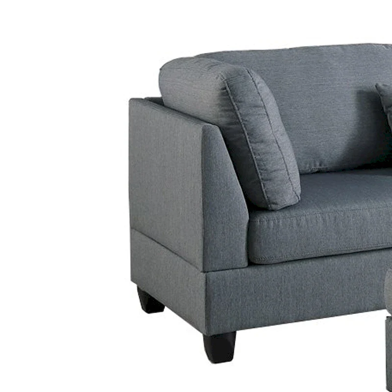 Linen Fabric 3 Pieces Sectional In Gray