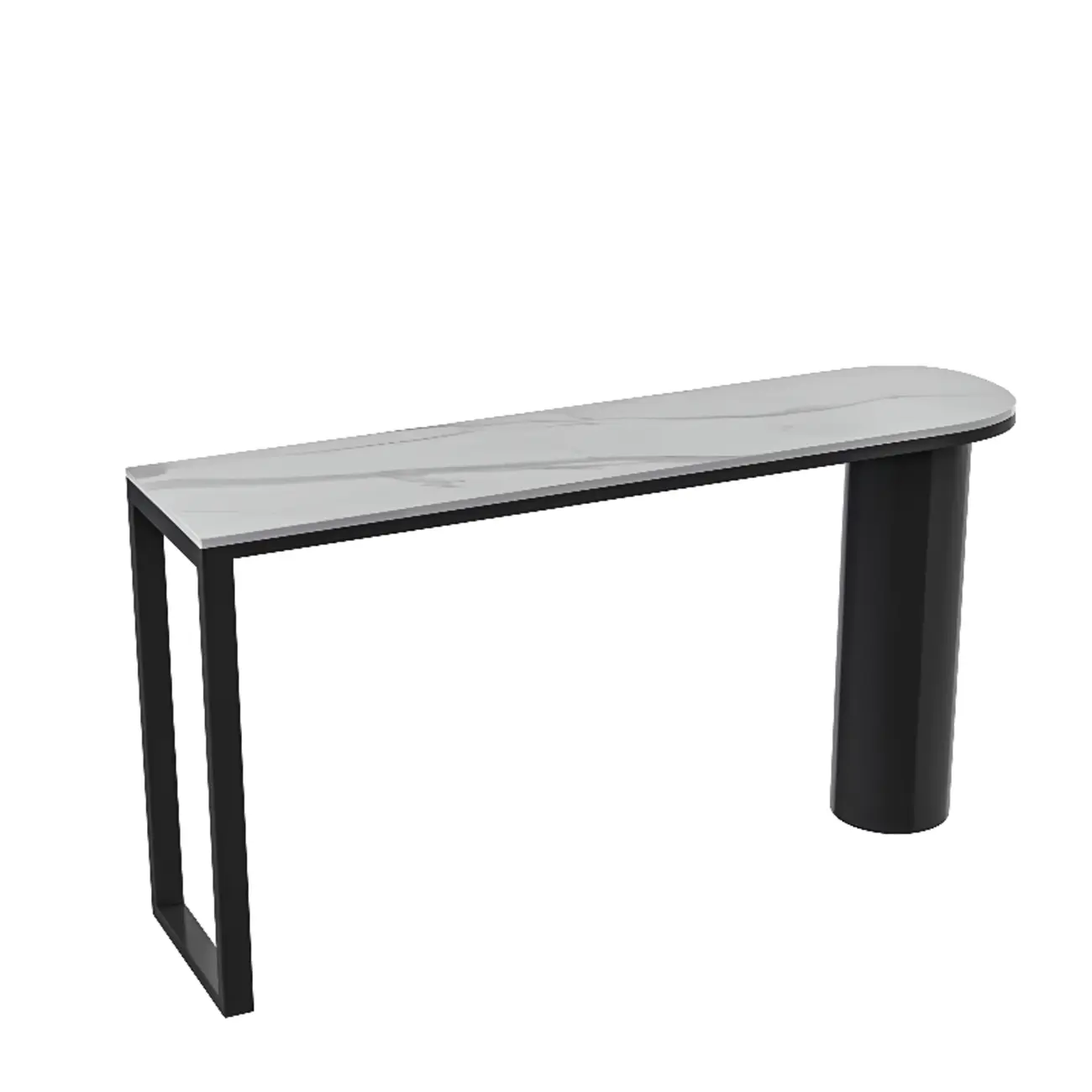 Contemporary Oval White Marble Bar Table for Dining