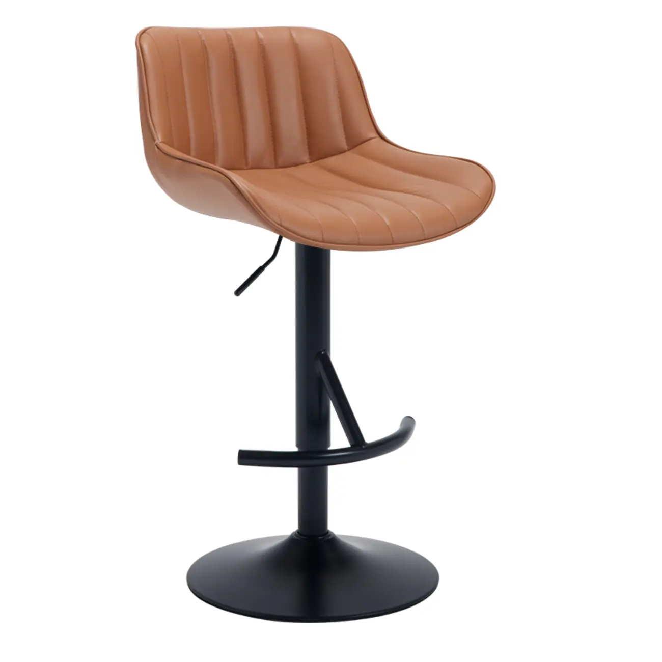 Industrial Modern Adjustable Pedestal Swivel Leather Bar Stools