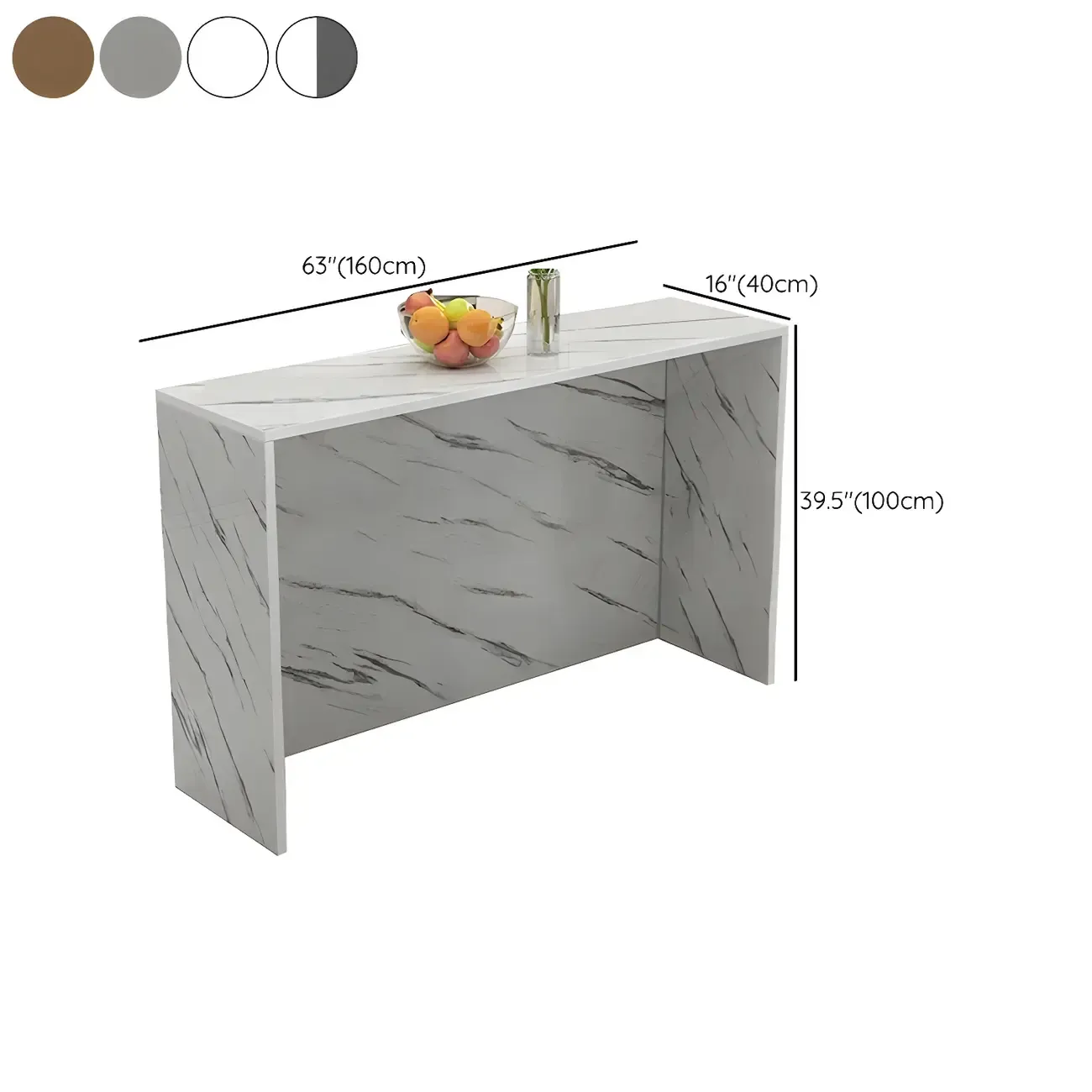 Living Room White Rectangular Wood Long Bar Table
