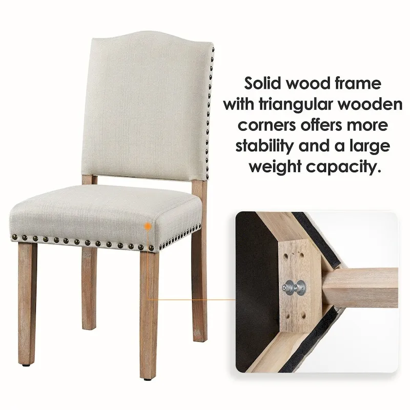 Yaheetech 2PCS Dining Chairs Upholstered Kitchen Chairs with Nailhead Trim - 18 L  22.5 W  36.5 H