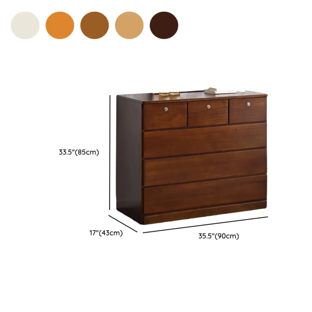 Modern Natural Wooden Double Dresser with 5-Drawers