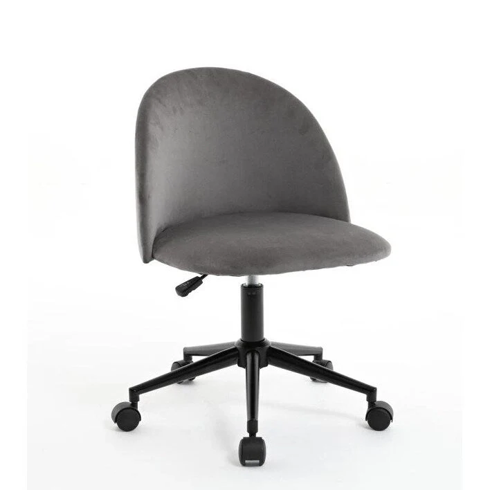 Boucle Office Chair Desk Chair, Mid-Back Adjustable Swivel Computer Chair with Black Legs, Upholstered Desk Chair with Wheels