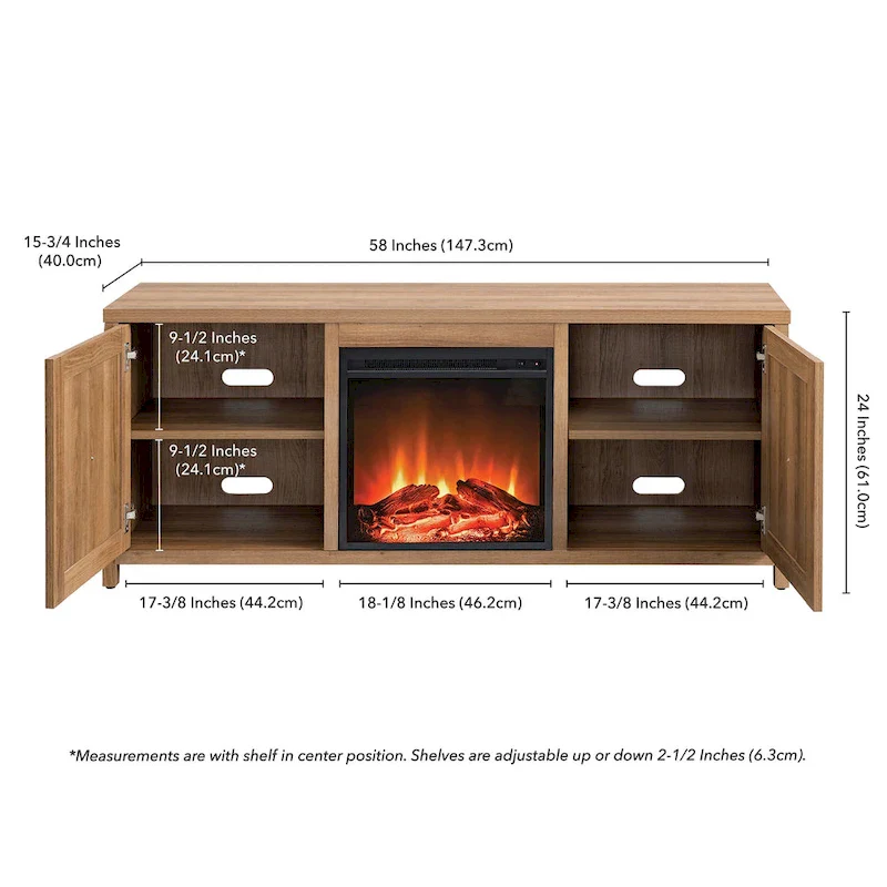 Granger 58 TV Stand with Log Fireplace Insert