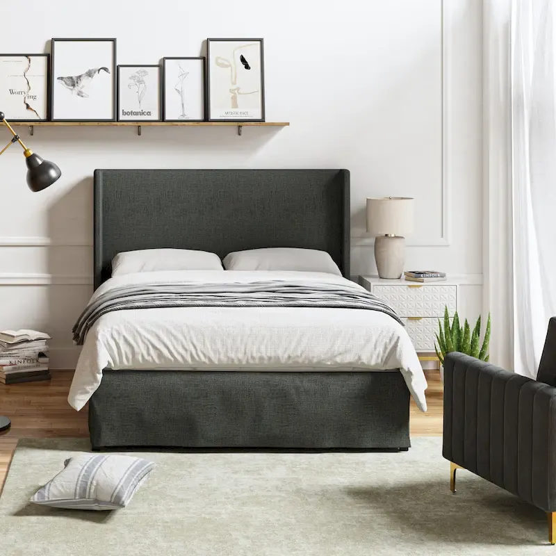 Louise Traditional Washable Slipcover Bed Upholstered Metal by HULALA HOME