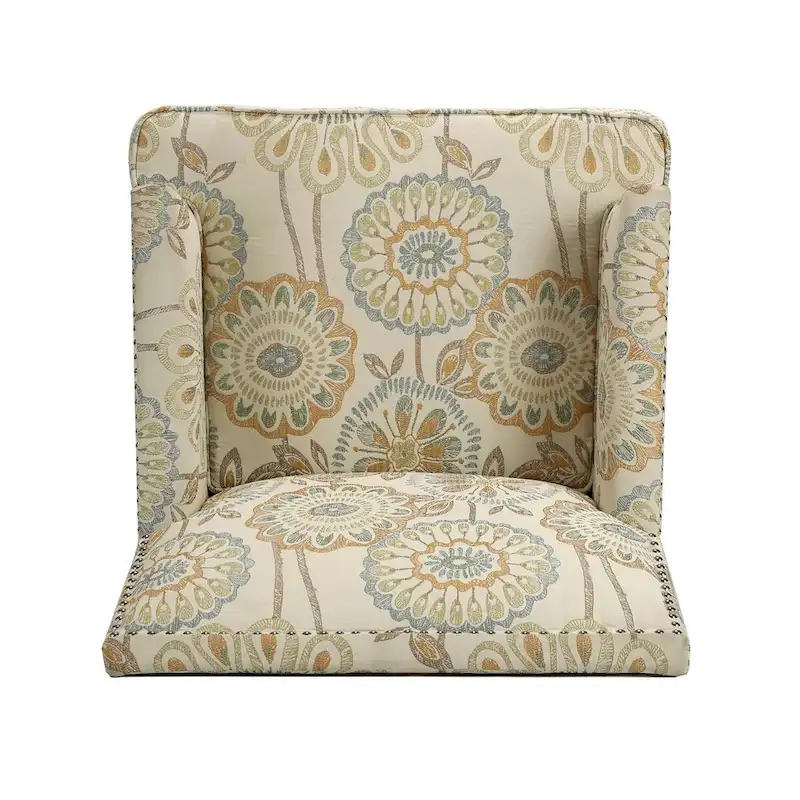 Fabric Upholstered Accent Chairs with Wood Legs