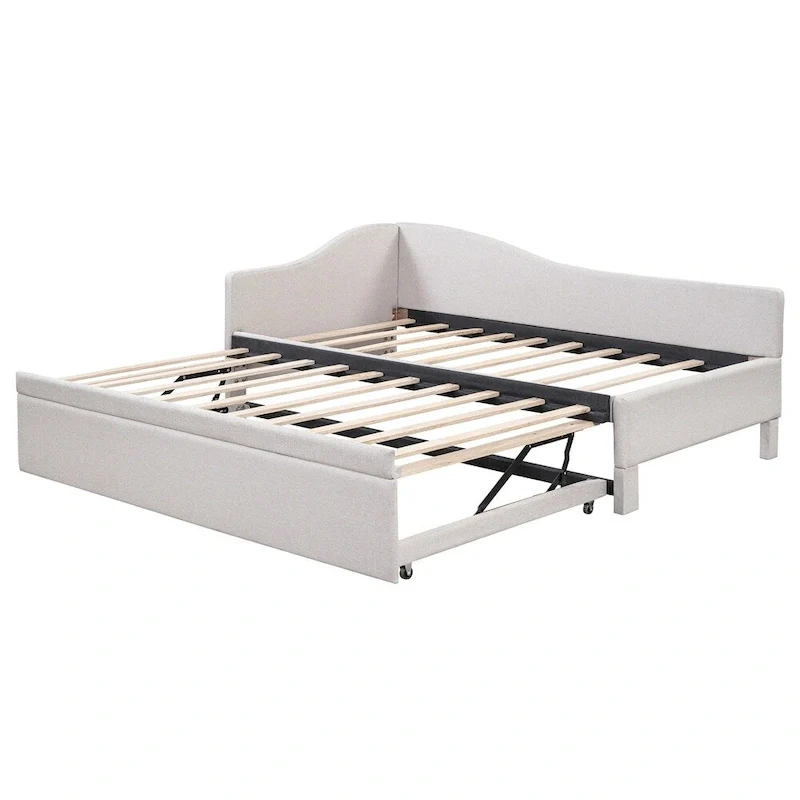 L-Shaped Upholstered Daybed with Pop Up Trundle