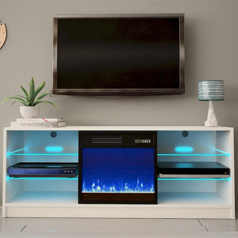 Manhattan Electric Fireplace Modern 58 TV Stand